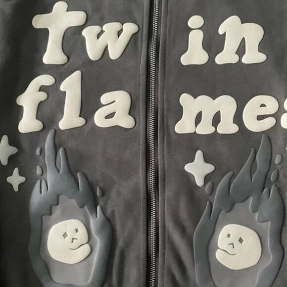 Men’s grey broken planet twin flames zip up size:s size:s - Picture 4 of 5
